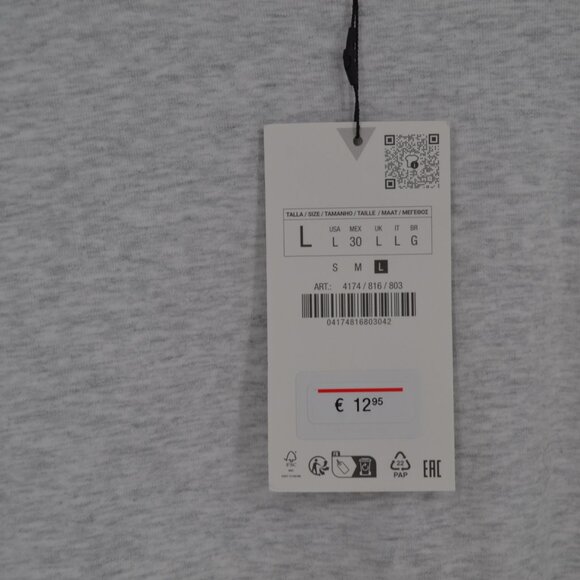 NEW ZARA Long Sleeve Bodysuit Heather Grey Women L Cotton Jersey Snap Fitted Top - Picture 5 of 7